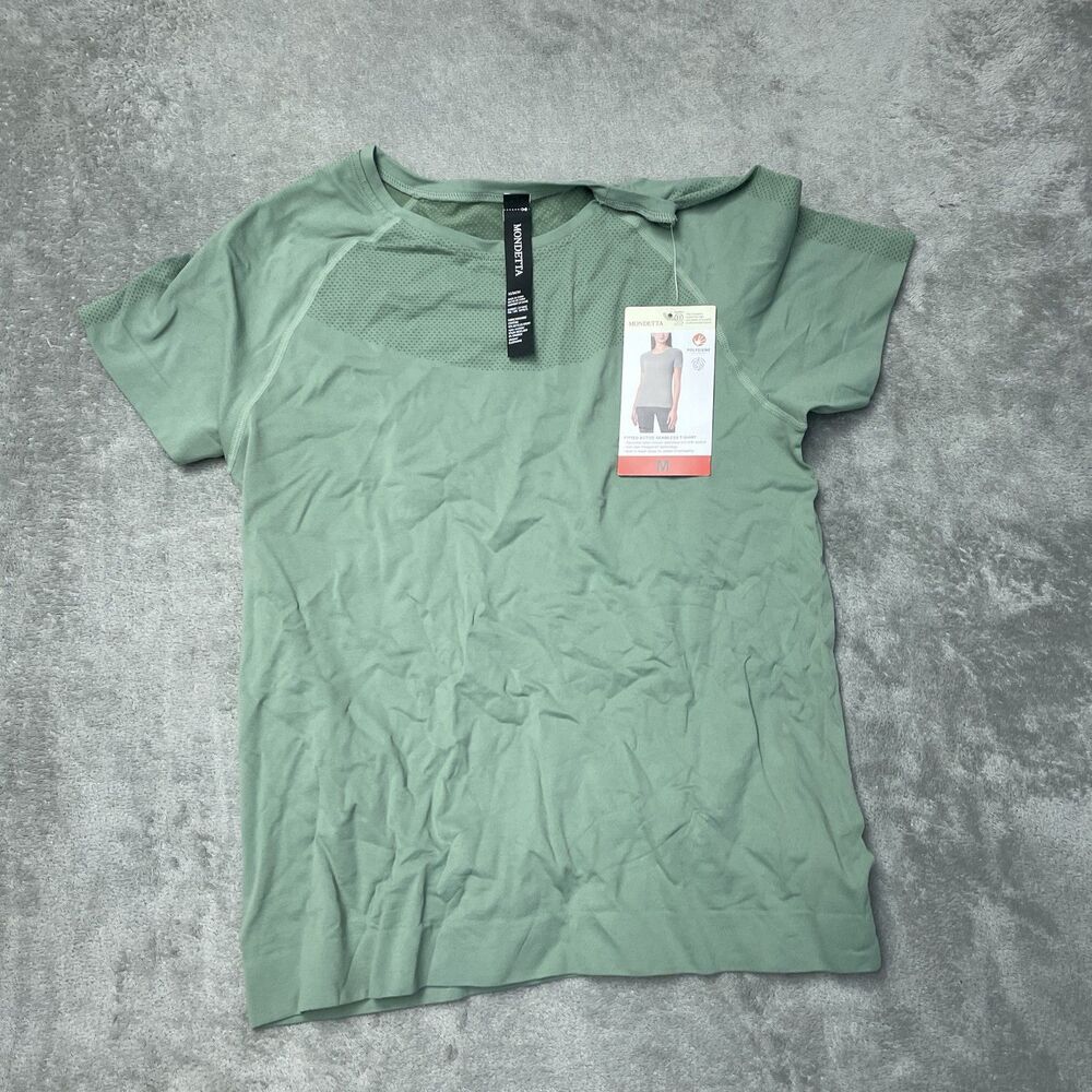 Mondetta Women's M Fitted Active Seamless T-Shirt Green a2242 - Picture 2 of 8